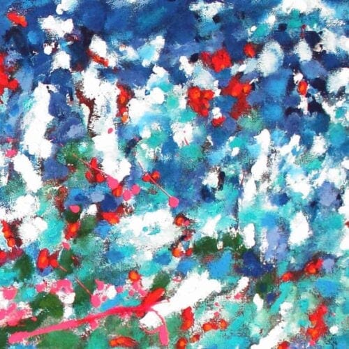 acrylbild im sommer weiss rot blau abstrakt