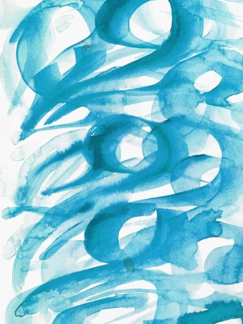 Abstraktes Acrylbild blaue Pinselform