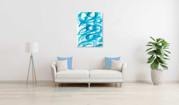 Abstraktes Acrylbild blaue Pinselform wandbild