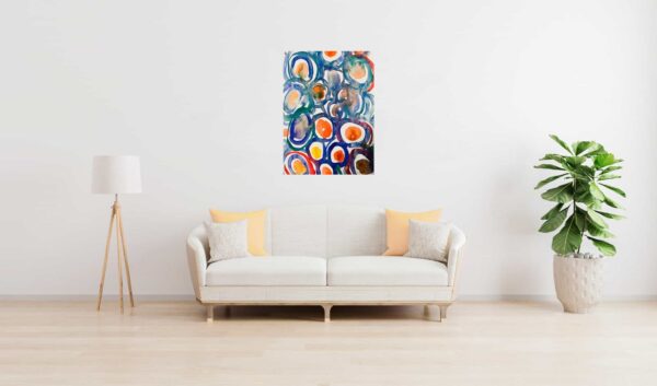 Abstraktes Acrylbild expressive farbige Kreise wandbild