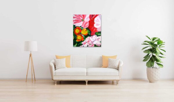 Abstraktes Ölgemälde auf Leinwand Rosa Blumen wandbild
