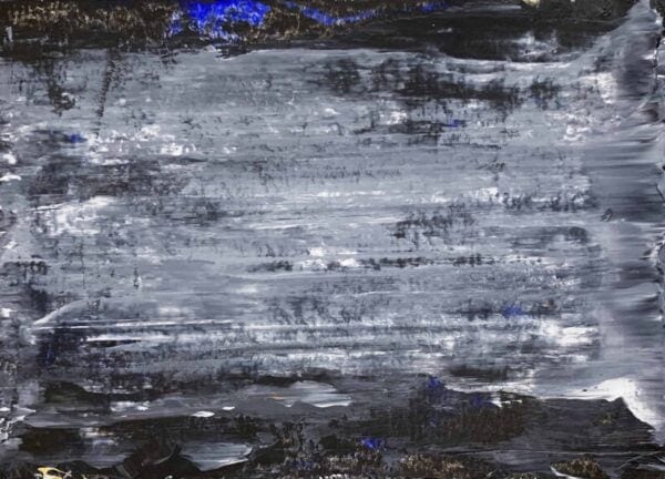 Abstraktes Ölgemälde auf Leinwand schwarze Landschaft mit Struktur