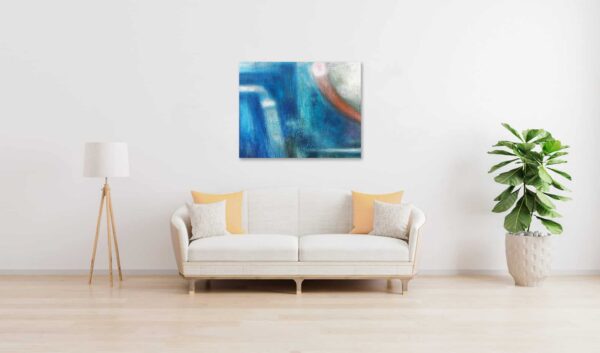 Abstraktes Ölgemälde auf Leinwand Blaue Inspiration mit Orange wandbild