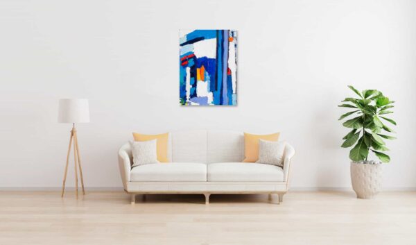 Acrylbild abstrakt expressiv Blau Weiß wandbild