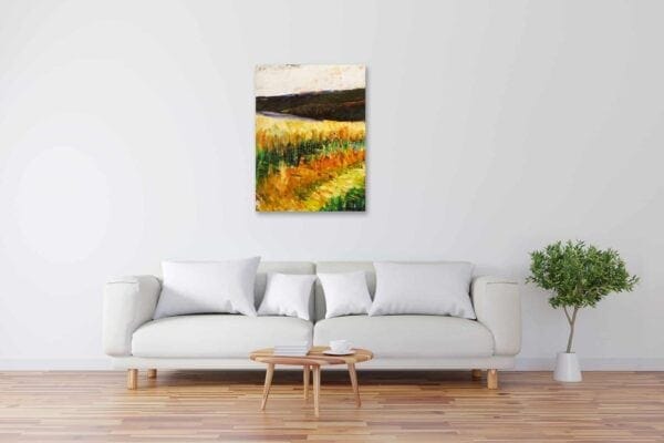 Modernes Acryl Gemälde abstrakte Landschaft mit Wald wandbilder