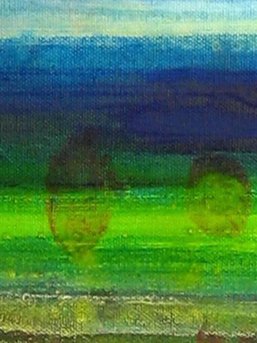 Modernes Acryl Gemälde abstraktes Wasserspiel Grün