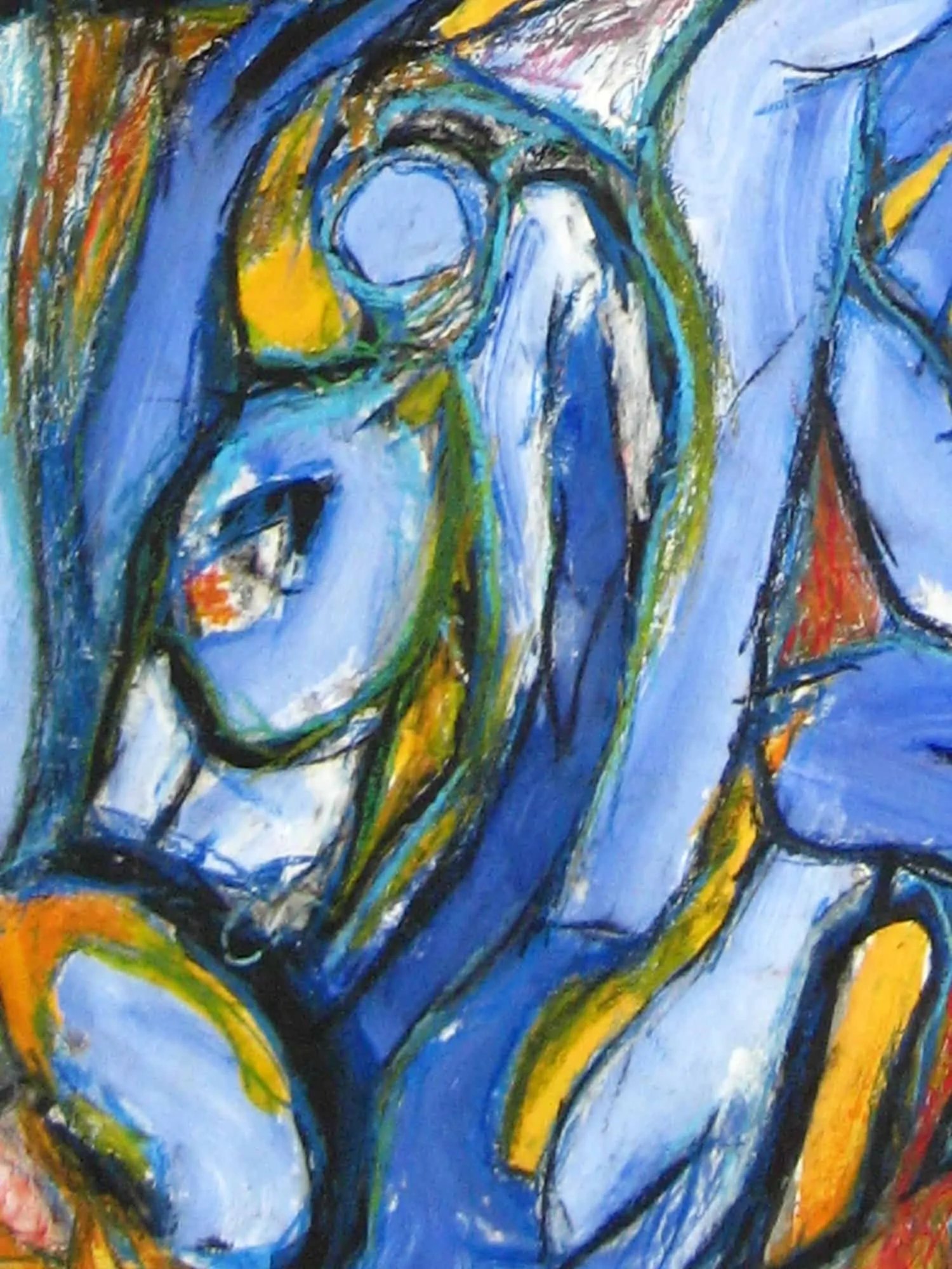 Modernes Acryl Gemälde Blau Gelb Abstrakt