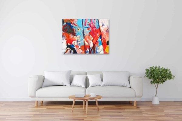 Modernes Kunstbild Acryl auf Leinwand Blau Rot künstler