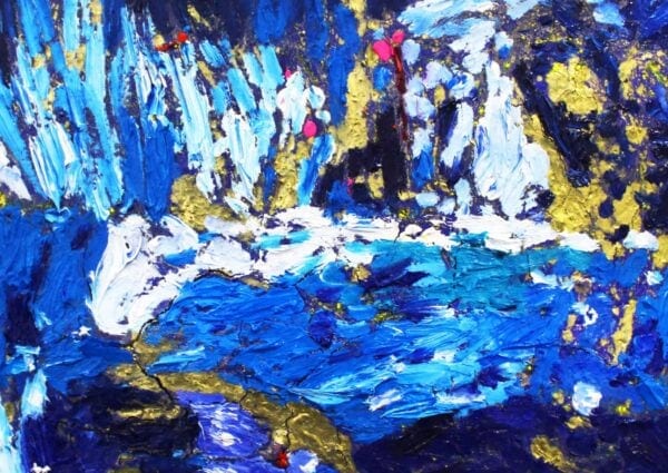 Acryl Gemälde abstrakt Gold Blau