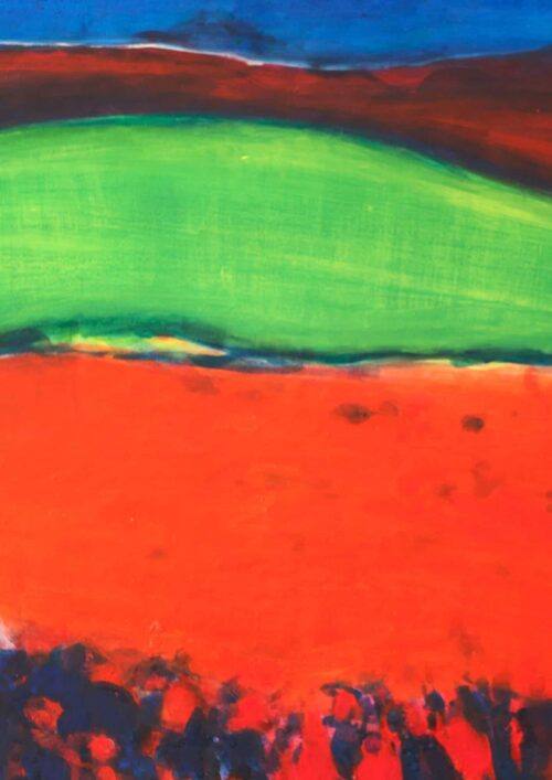 Acryl Gemälde abstrakte Landschaft mit rotem Feld