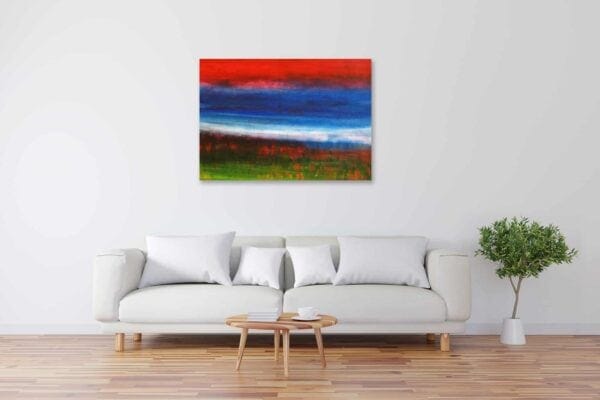 Acryl Gemälde abstrakte Landschaft mit rotem Himmel bild kaufen