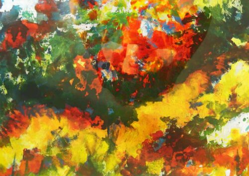 Acryl Gemälde abstrakte stark farbige Wiese