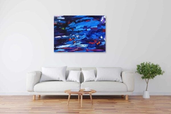 Acryl Gemälde abstraktes Blau im Wasser bild kaufen