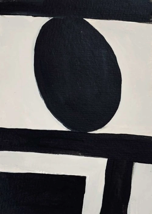 Ölgemälde auf Leinwand minimalistische Form Schwarz und Weiß