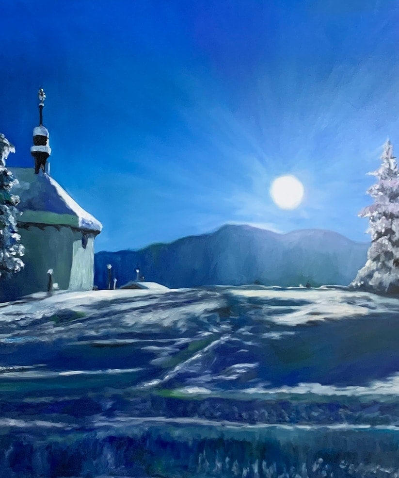 landschaftsmalerei bilder winter berge