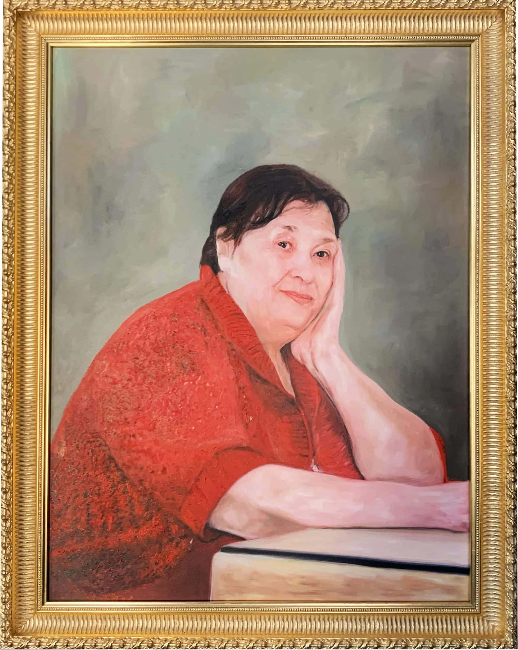 portrait painting old woman frame gold