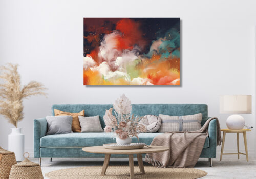 Kunstwerk Malerei bunte Wolken auf Leinwand